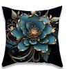 Teal and Gold Floral Pillowcase DesignSuitable for Sofa Car Bedroom Decorative Cushion Cover Pillow Cover