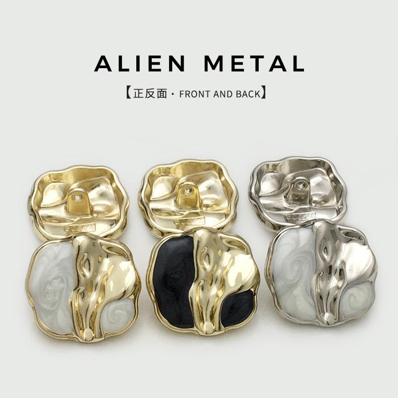 10 Piezas Botones de Chaqueta de Color de Moda con Forma Especial Botones Irregulares de Metal para Abrigo Suéter Botón de Costura DIY con Caña