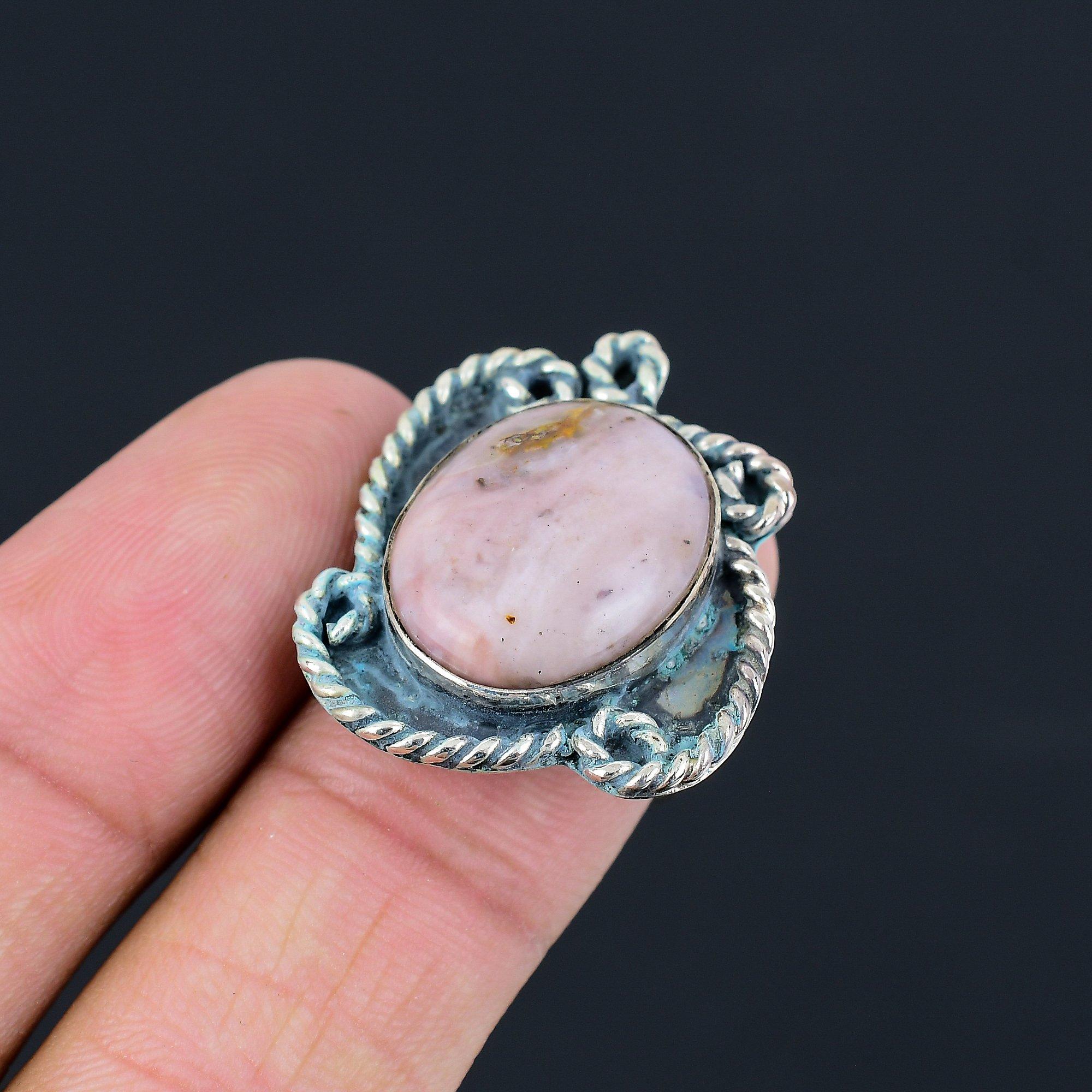 Easter Deal Pink Opal Gemstone Promise Handmade Statement Ring Size 7 925 Silver 7