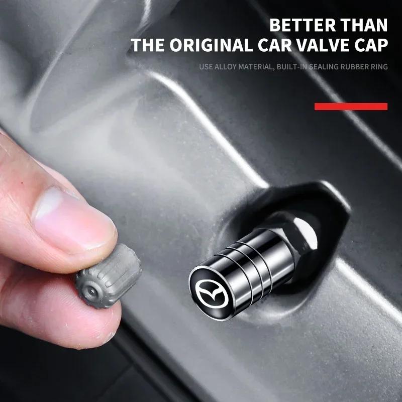 2025 Hot 4pcs Car Badges Wheel Tire Valve Caps Tyre Stem Covers Auto Accessories For Mazda CX5 CX30 CX3 CX7 2 3 Bk 6 Gg Gj 3 6 2