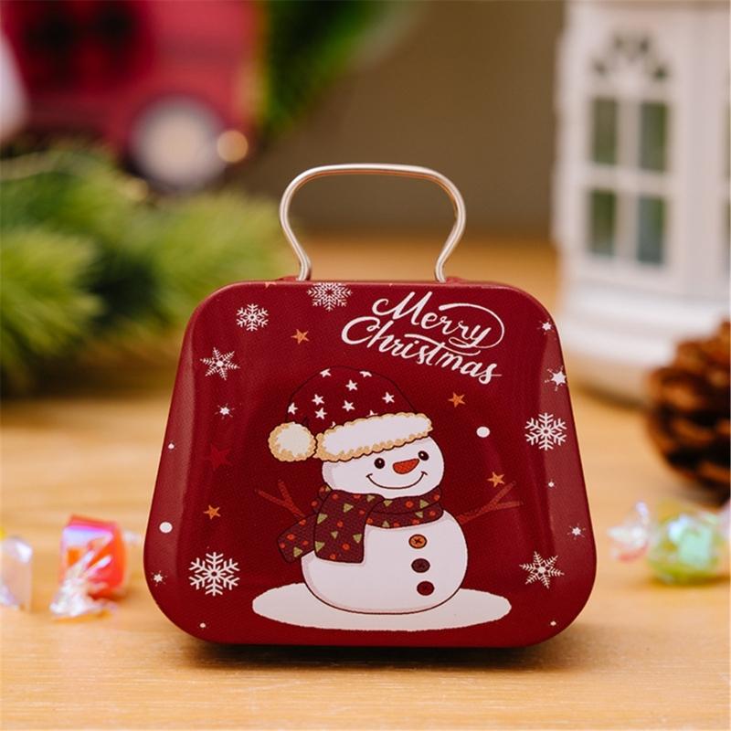 2Pcs Portable Christmas Iron Candy Container Christmas Cheer Candy Holders Snacks Case with Colorful Seasonal Pattern