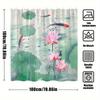 1Pc Koi Pond Shower Curtain - Serene Japanese Minimalist Digital Art With Orange Koi Fish, Pink Water Lilies & Green For Lotus