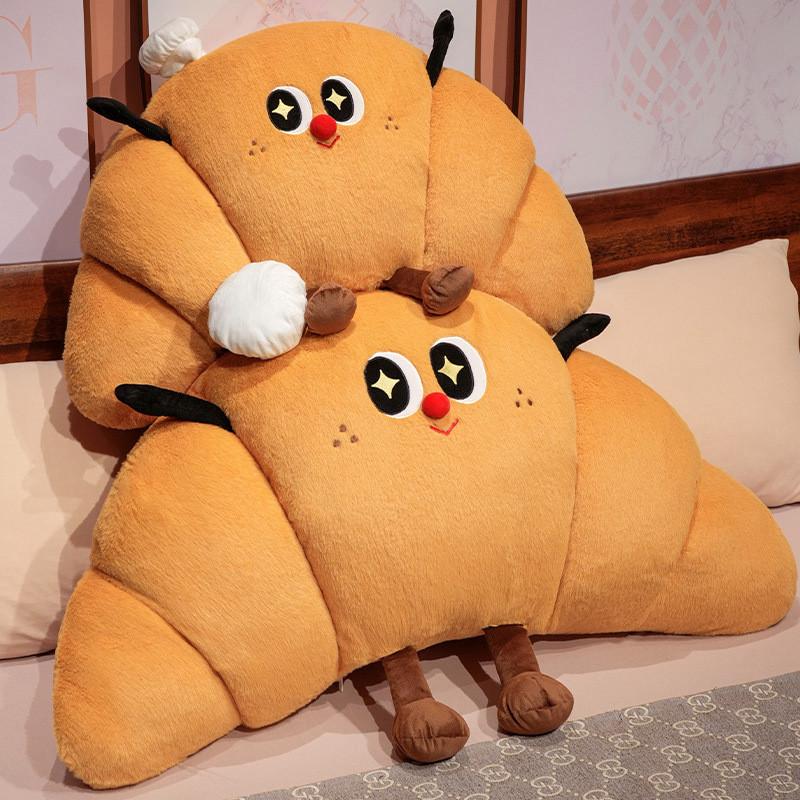 Cartoon Croissant Shape Cushion With Plush Cover For Bed Sofa Lounge