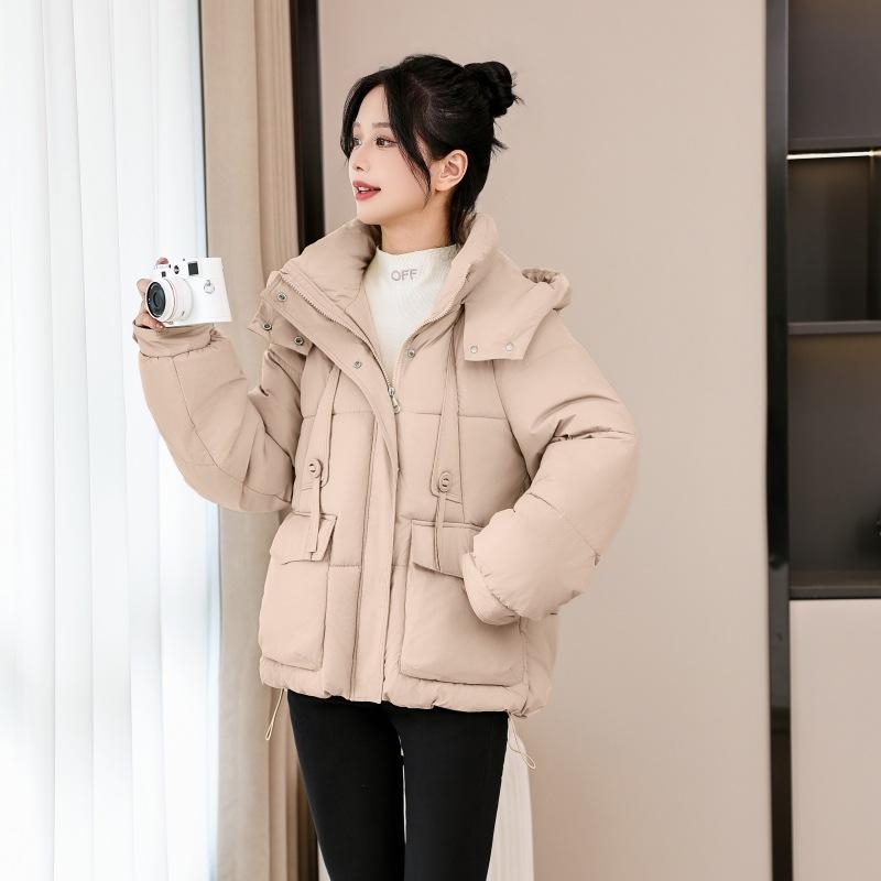 2025 Short Hooded Down Cotton Jacket Women's New Winter Thickened Warm Padded Jacket Loose Bread Jacket