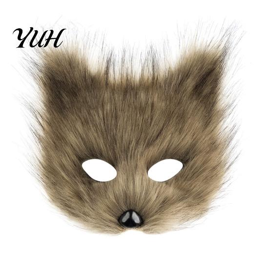 Costume Ragazza Bestia di Halloween Maschera Cosplay Volpe Peluche, Coda Soffice, Accessori Costumi, Maschera Coda Pelosa Morbida per Festa in Costume Convention Anime E