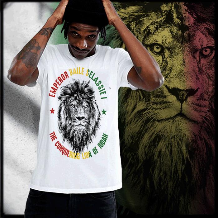 

Reggae t-shirt Jah Rastafari Haile Selassie I Blessings Jamaican Rasta Jah lion XL