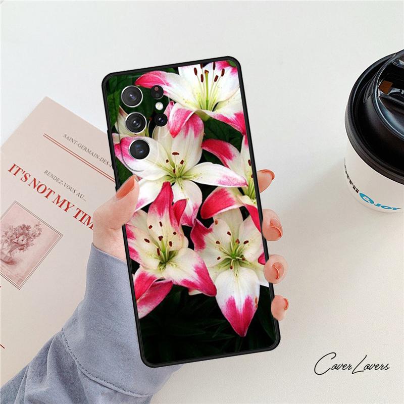 Colorful Flower Lily phone case For Samsung Galaxy S24 S25 S23 S22 Ultra Note 10 20 Plus S20 S21 FE Cover