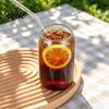 Clear Glass Tumbler Resistant Borosilicate Cup Bamboo with for Milkshake Lid Heat Tumbler Retro Mason Eco Friendly Water Bottle