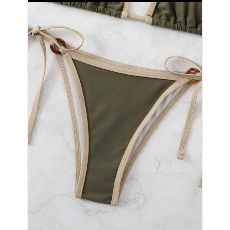New sexy solid color split bikini suspender women's swimsuit fashion