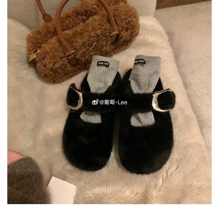 Leopard print fluffy shoes women's casual fashion and comfort Doudou shoes 2025 autumn and winter new flat-bottomed velvet warm cotton shoes