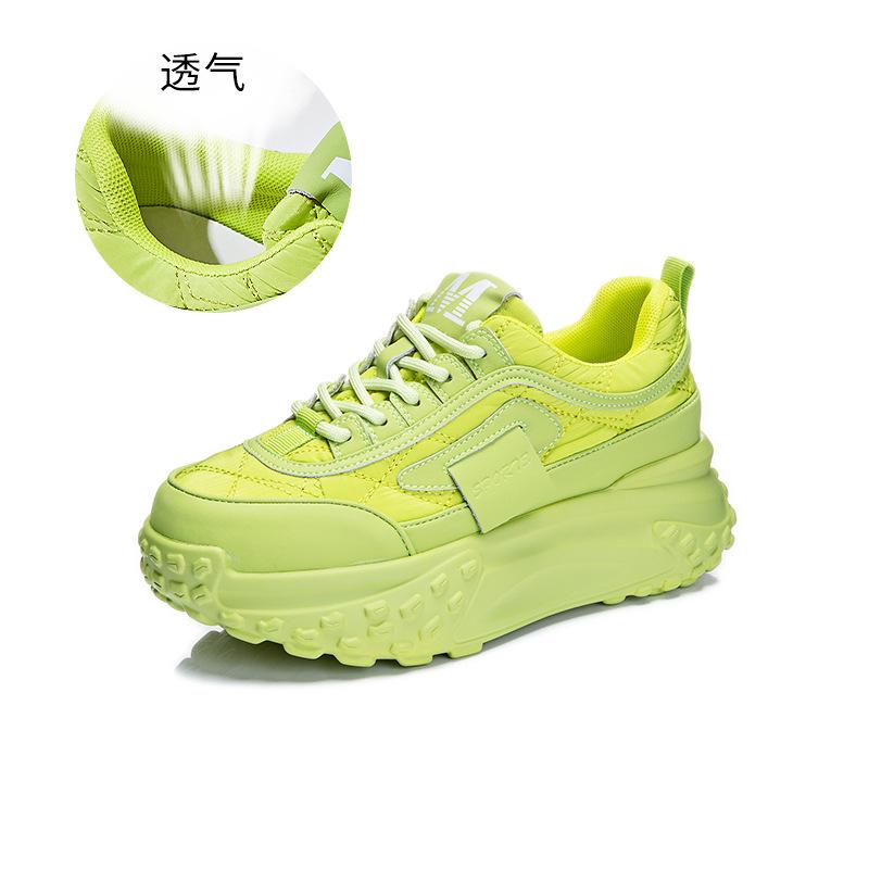 

Leather dad shoes women s 2025 spring new shoes women s height-increasing casual shoes women s platform sports shoes running shoes women 35 зелёный