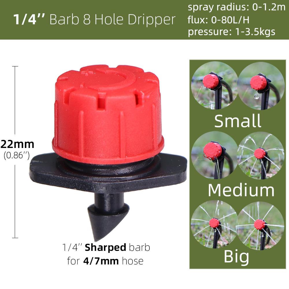 10-1000PCS Adjustable 8 Holes Dripper Sprinkler Garden Irrigation Nozzle Emitter Micro Drip Balcony Yard Greenhouse Watering