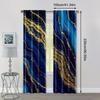 2pcs, spring summer Curtains blue Art Digital Print Drapes Polyester Thermal Insulation, and Room Darkening Functions for Living