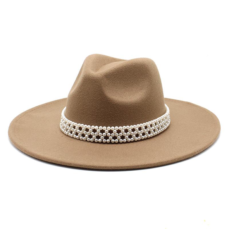 Hepburn Woolen Jazz Top Hat For Men And Women Casual 9.5Cm Big Edge Jazz Hat Felt Hat