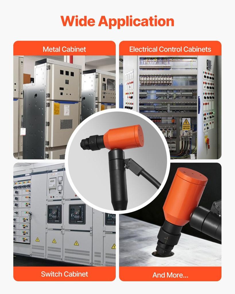 Knockout Punch Set, 98.07 kN Hydraulic Knockout Set, 12.7 To 50.8mm KO Tool Kit Hole Making Tool, KO Tools Kit W/6 Dies for Metal Electrical Cabinets,