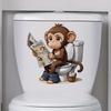 3D Funny Cartoon Monkey Reading Newspaper Toilet Wall Sticker Self-Adhesive Waterproof Removable Bathroom Home Decor Art