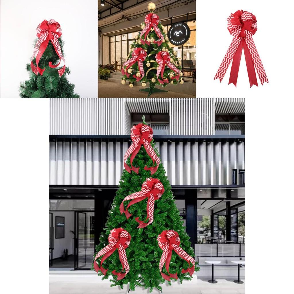 Fabric Red Elegant Christmas Bow Decoration Ideal For Festive Tree And Wreath Adornments