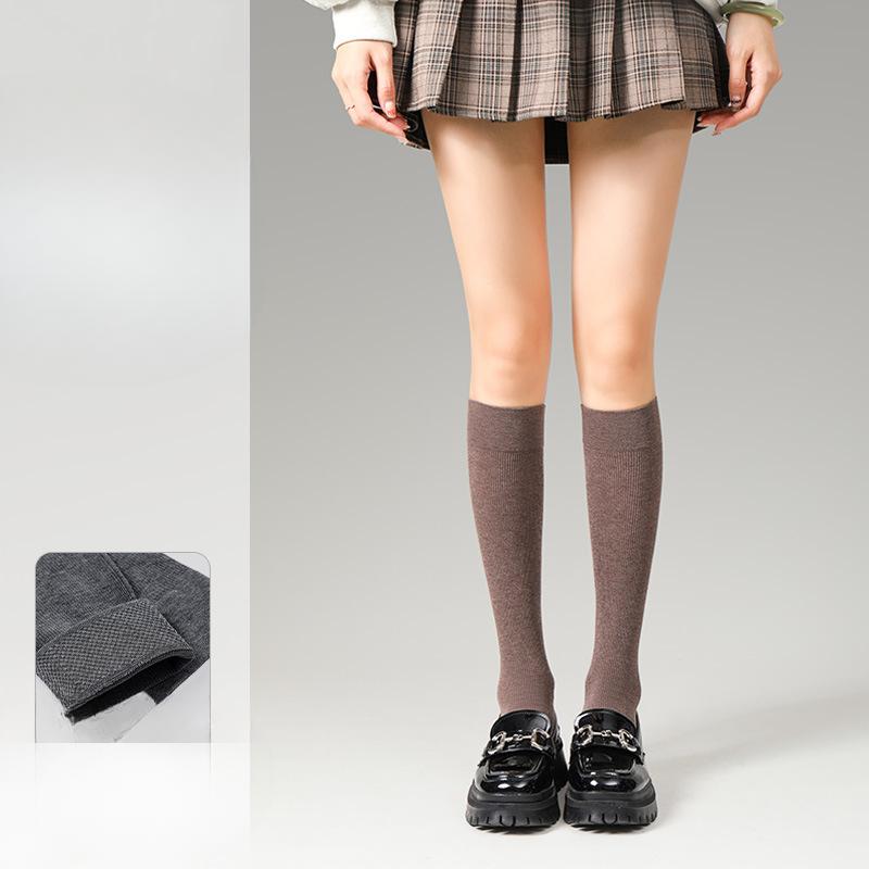 Women's Autumn and Winter Thick Solid Color Pull A Micro Pressure Leg Long Leg Socks