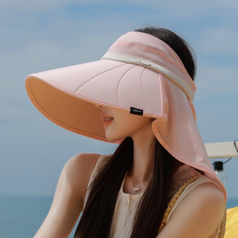 Summer Large Brim Shawl Neck Protection Sun Protection Cap Outdoor Travel UV Protection Sun Hat Versatile Empty Top Hat Children