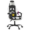 Gaming Chair with Footrest Swivel Black & White Faux Leather