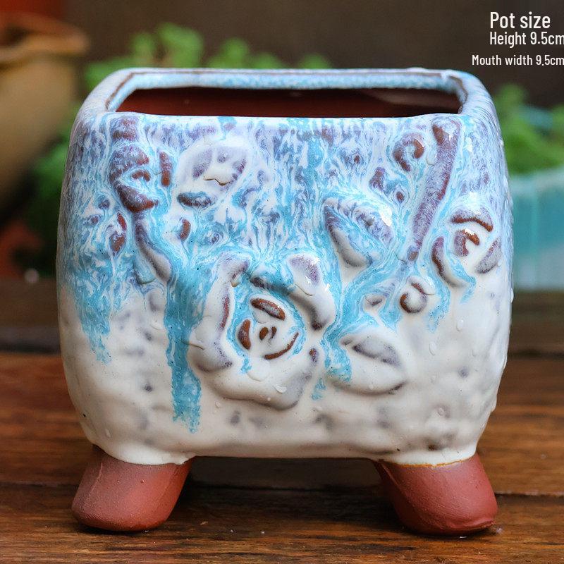 Handmade Retro Zisha Ceramic Pot for Succulents, Orchid, and Asparagus - Breathable Small Flower Pot