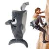 Gray Color Flannel Shark Chalk Bag Stuffed Animal Design Shark Shape Rock Climbing Bag Flannel Material Stuffed Animal Bag