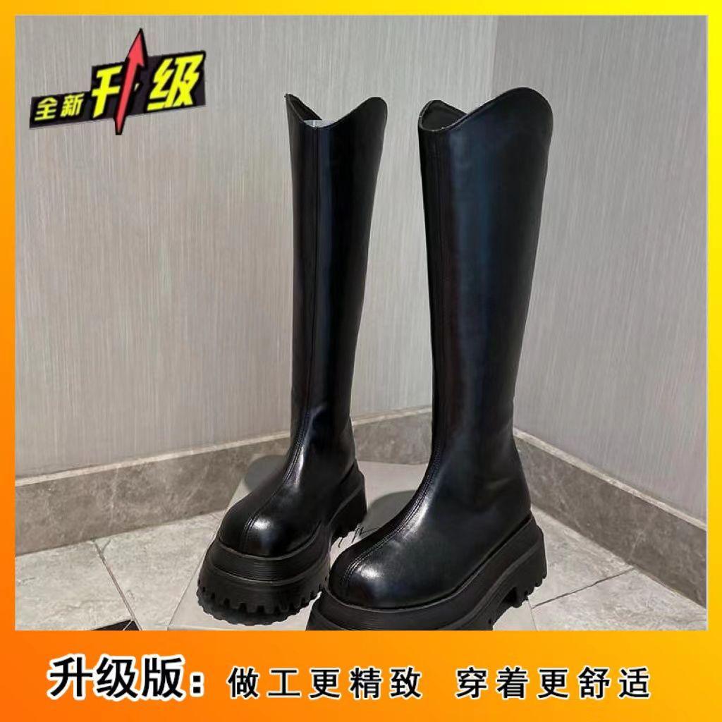 European boots Knight boots Women's 2025 autumn and winter thick-soled muffin boots Locomotive boots Skinny boots