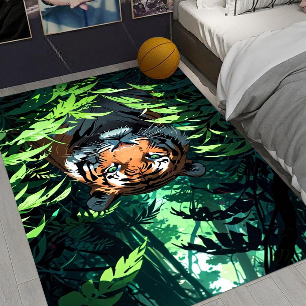 Mighty King of The Forest Tiger Style Large Living Room Carpet Comfortable Soft Fluffy Bedroom Carpet Modern Home Decoration
