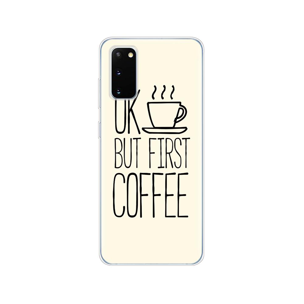 Silicon Case For Samsung Galaxy S20 PLUS Ultra S10 Lite Phone Cover For Samsung Note 10 Plus Lite Case Ok But First Coffee