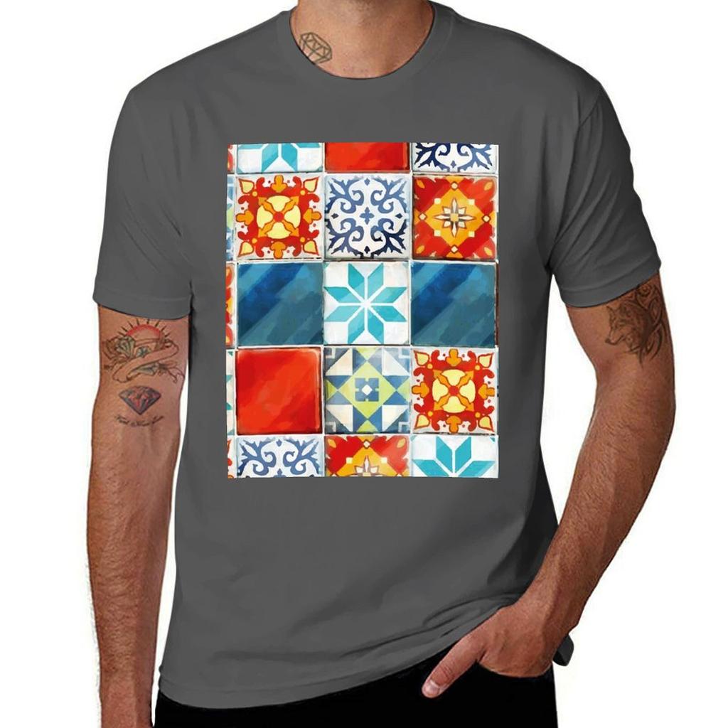 Colorful Azulejos Tiles From Azul Board Game Tshirt Fashion Graphic Tee For Unisex Tshirt