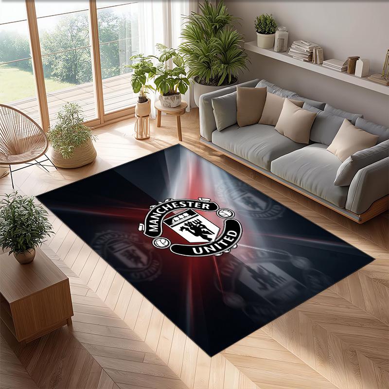 Manchester United FC Soccer Football Pattern Soft Area Rug Non Slip Indoor Floor Carpet Sports Decor Mat for Bedroom