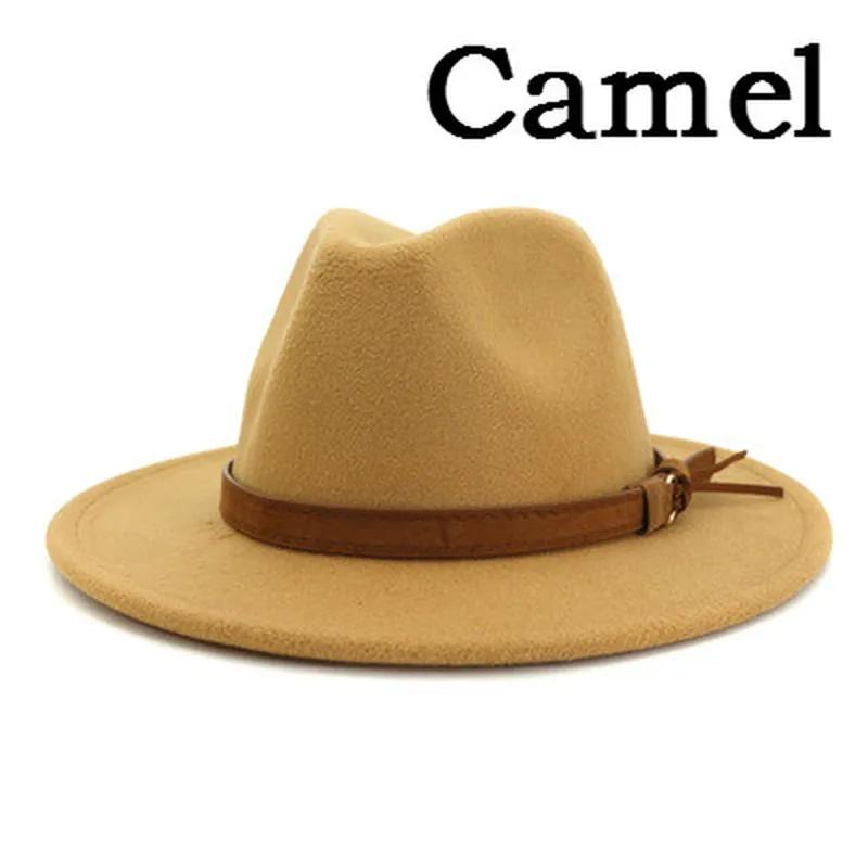 Unisex Damen Herren Wollhut mit Lederband Winter Herbst Breitkrempig Jazz Kirchenhut