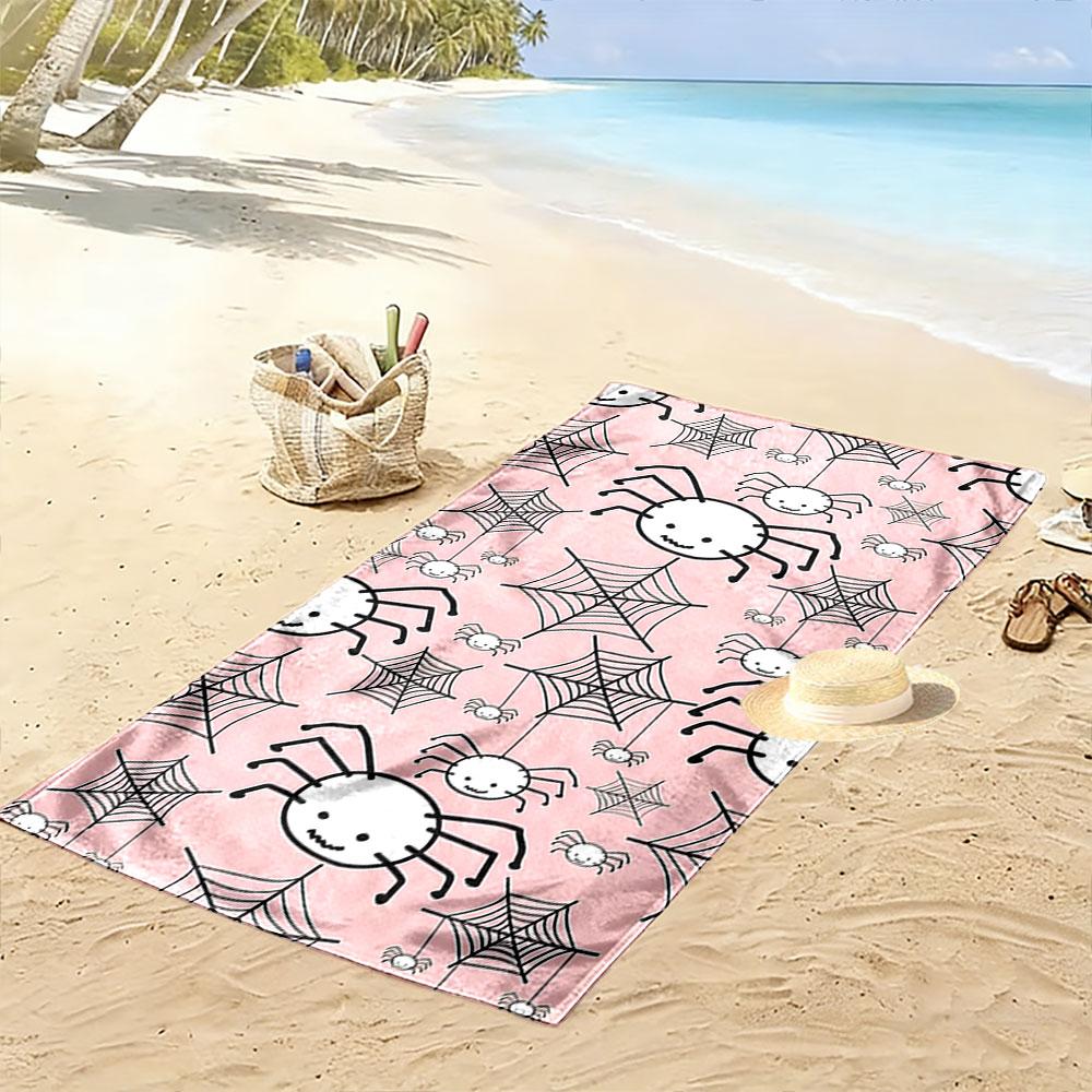 Cheerful Web-spinning Spiders Print Beach Towel, Quick Drying, Suitable for Travel, Outdoor Sports, Jogging, the Beach and Swimming, Gift