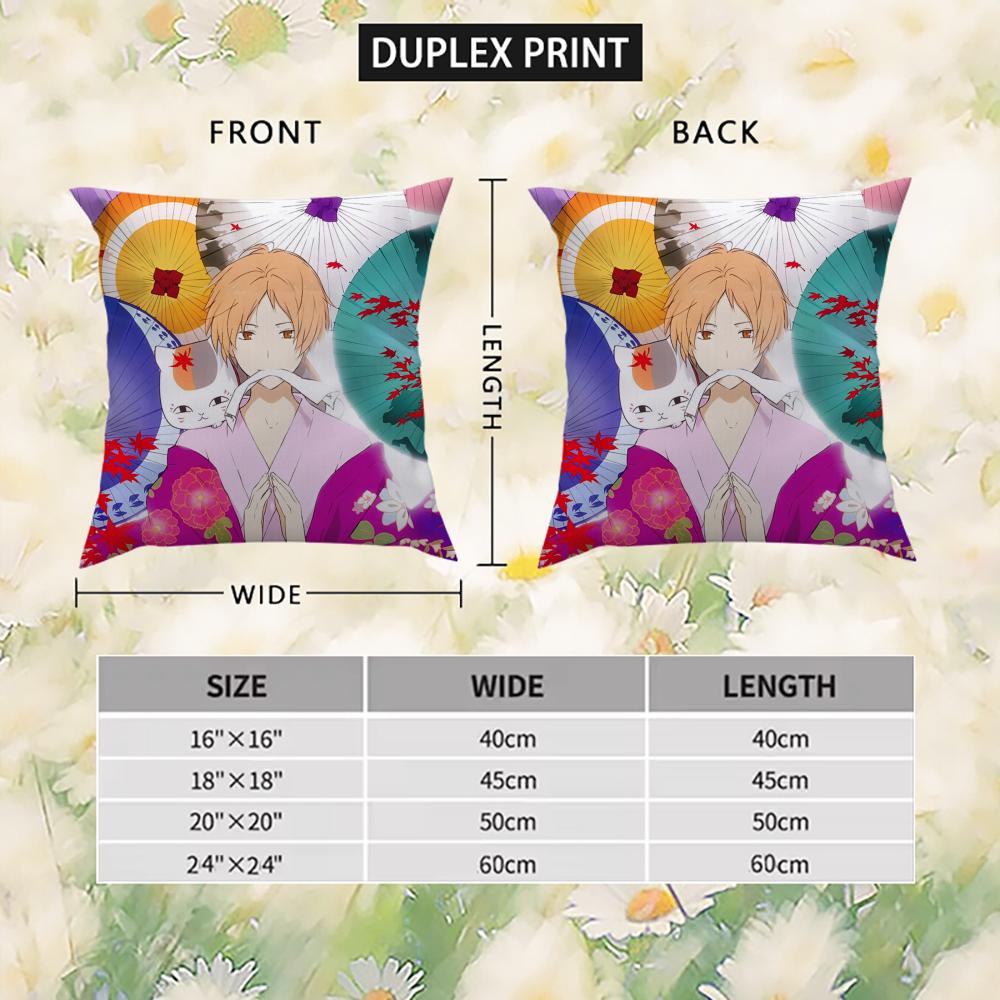 Natsumes Book Of Friends Pillow Case For Car Sofa Decorative Home Double-sided Print Plush Square Throw Pillow Cushion Cover