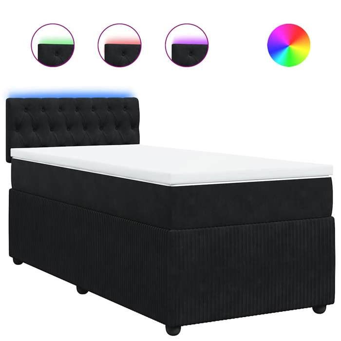 Exclusive House - Bed Slat Base with Mattress Black 100x200 Cm Velvet