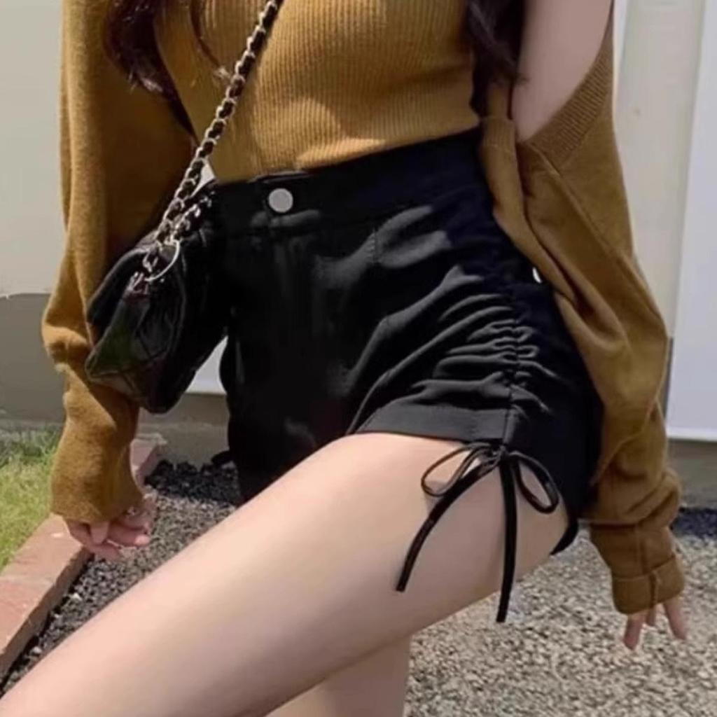 Summer 2025 Women's High-Waisted A-Line Drawstring Lace-Up Shorts