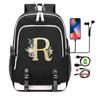 26 English Letters Black Backpack Cosplay Canvas Rucksack Children Kids Schoolbag Travel Bag Back To School Bookbag
