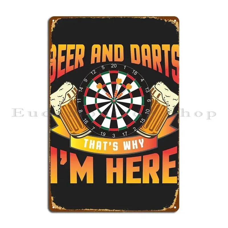 Darts And Beer Metal Plaque Wall Decor Retro Create Wall Mural Party Club Tin Sign Poster
