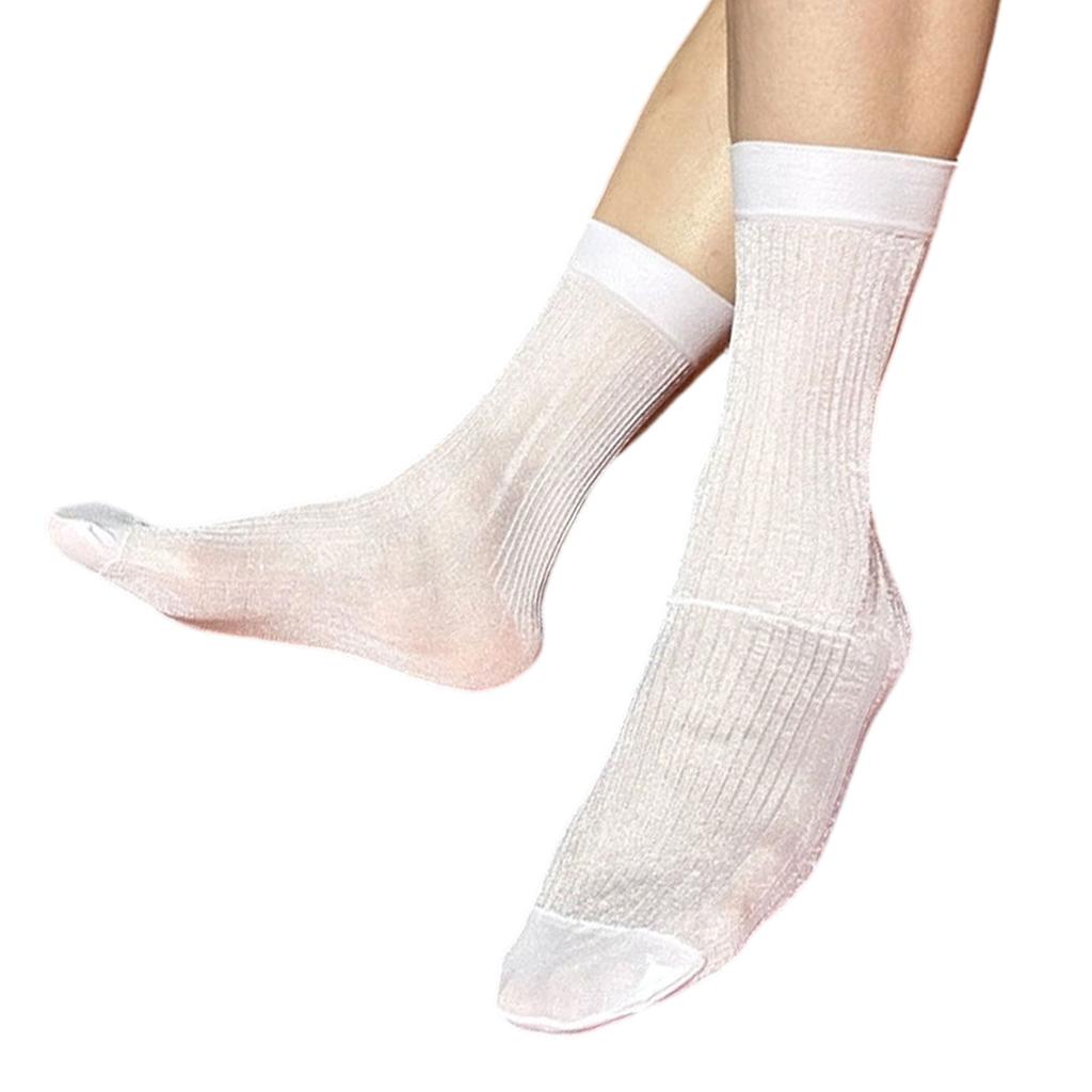 Men's Dress Socks Casual Business Socks Nylon Silk Socks Comfortable Breathable Ankle Socks Lightweight Crew Socks