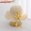 Kids Sunhat With Wide Brim And Breathable Paper Grass Material For Summer Outdoor Activities