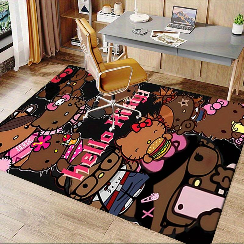 Office Rug Hello Kitty, Kawaii Anti-Slip Rug, Machine Washable for Living Room, Bedroom, Office, Multiple Sizes, Bedroom Mat, Decorative Mat, Durable