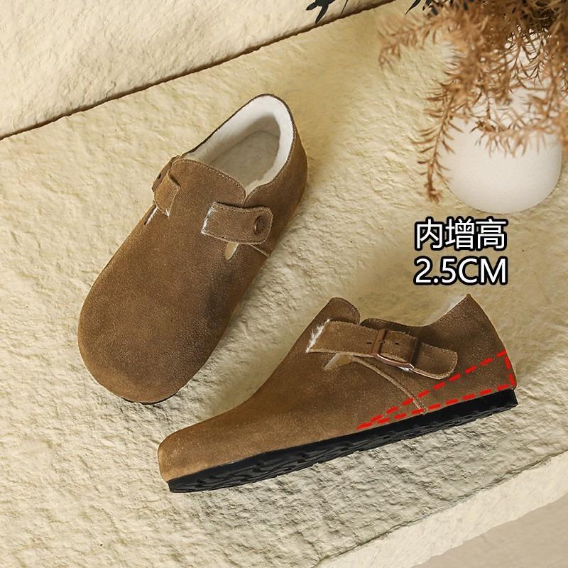 

The first layer of cowhide~ autumn and winter velvet shoes with one foot, women wear thickened wool cotton shoes, plush slippers 40