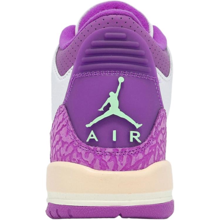 Air Jordan 3 Retro GS Joker Kids Sneakers White Vapor-Green Vivid-Purple HQ0784-100