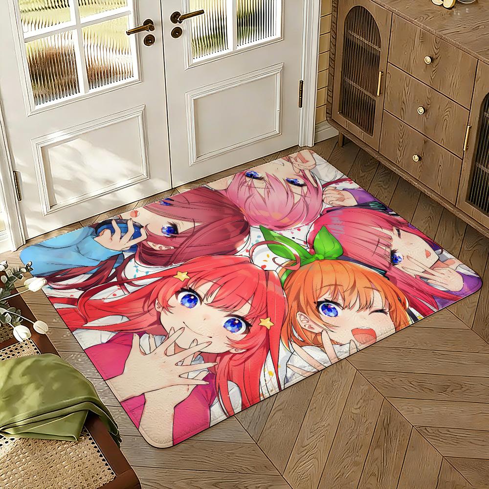 Anime Miku Nakano Floor Mat Soft Thickened Absorbent Non-Slip Bedroom Living Room Door Mat Home Decor Flannel Rugs