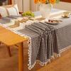 Nordic Classic Patchwork Tablecloth with Tassels - Dustproof Decorative Imitation Cotton Linen