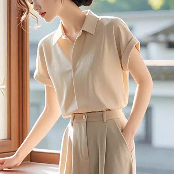 

Summer French Retro High-End Professional Two-Piece: Shirt & Suit Pants M [95-110 lbs]