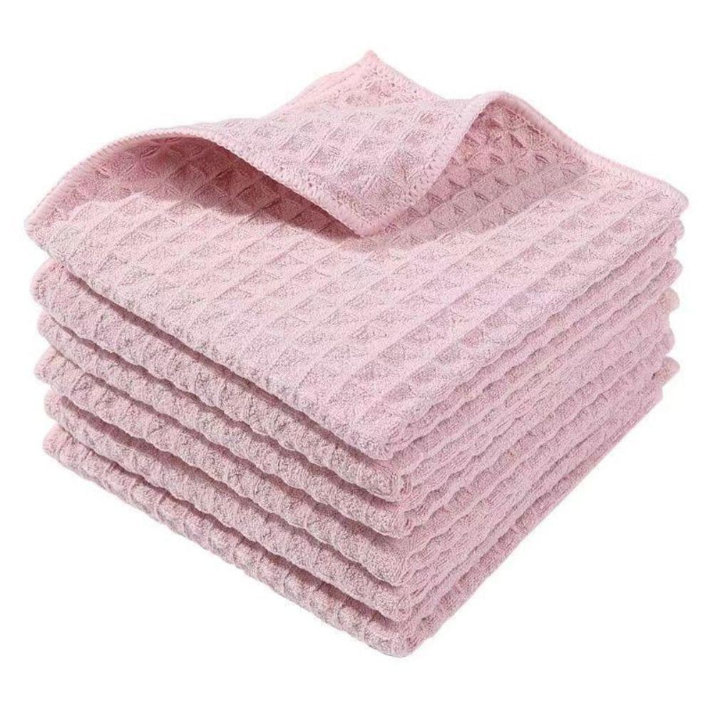 Portable Cotton Waffle Table Napkins 3colors Weave Tea Towel Dish Absorbent Dishwashing Kitchen Cleaning
