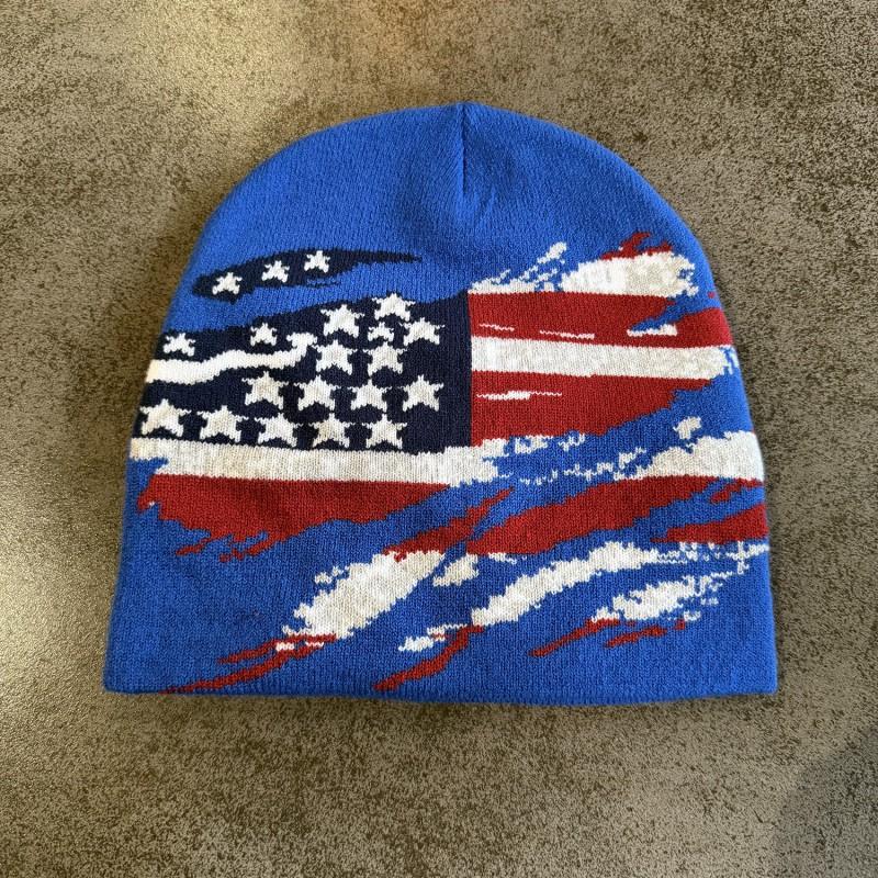 American Trend Winter Flag Knit Beanie Men Women Warm Hip Hop Streetwear