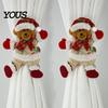 Christmas Curtain Tiebacks for Living Room 2Pcs Santa Tiebacks, Dancing Reindeer Holdders, Metal Clip Theme Holders Office Cute Bear Holdbacks Window