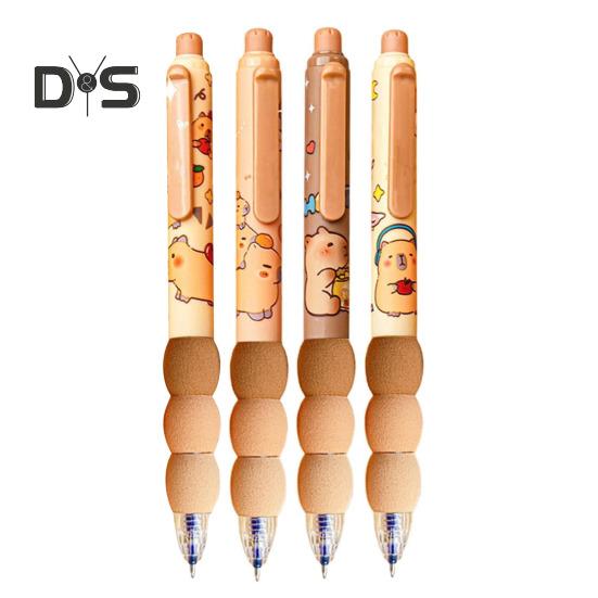 

4 шт. стираемые гелевые ручки с рисунком капибары, выдвижная стираемая ручка-кликер с наконечником 0,5 мм, гелевые ручки для письма и исправления 0.5mm